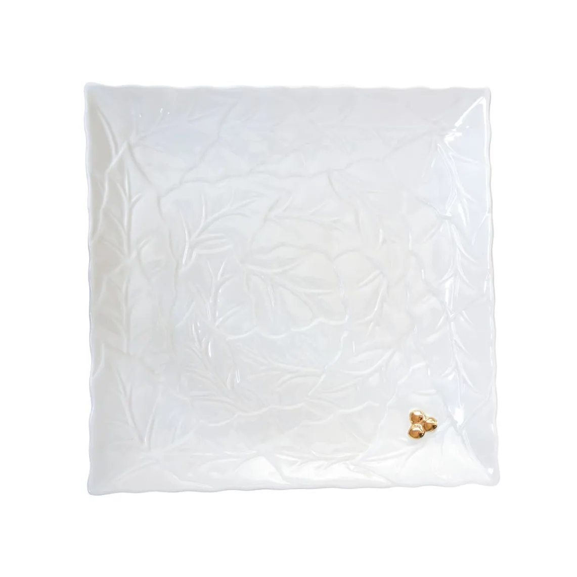 Plateau de service carré HOLLY & BERRIES WHITE