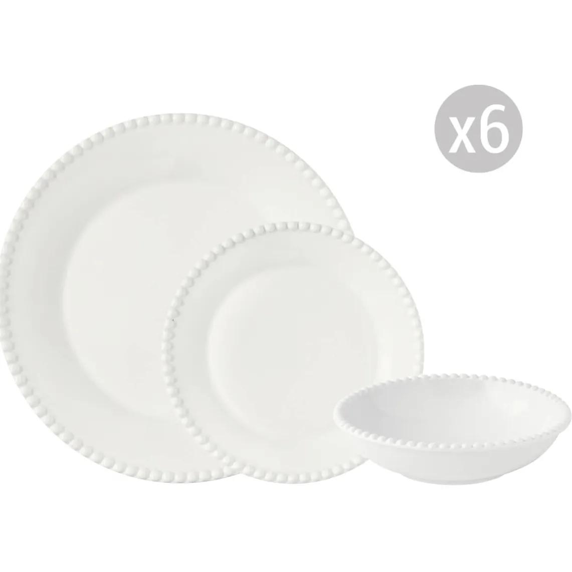 Set de vaisselle 18 pcs TIFFANY WHITE