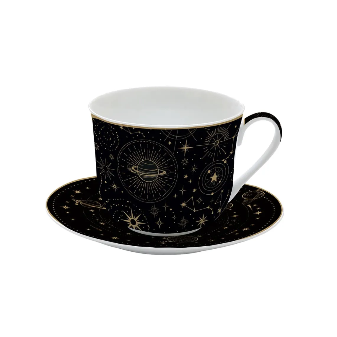 Tasse à petit-déjeuner avec assiette de 400 ml en porcelaine, dans une boîte colorée CELESTIAL